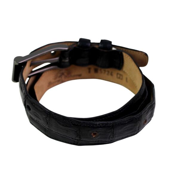 Tommy Bahama Spain BLACK GENUINE CROCODILE 3/4"Wd DRESS WOMEN'S BELT Size L (C71 - Picture 4 of 16